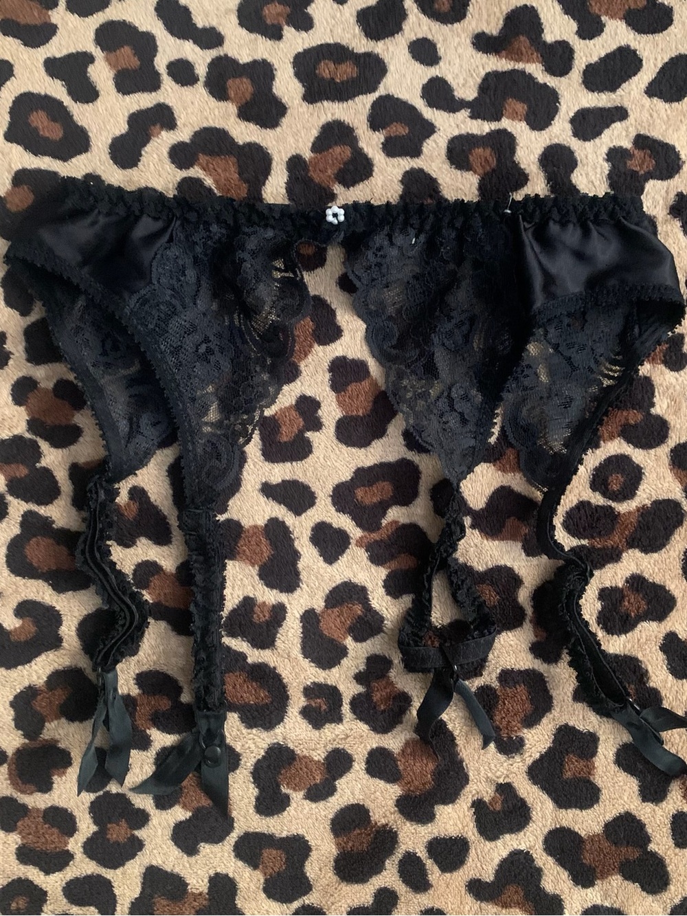 90s Vintage Christian Dior Black Lace Garter Belt